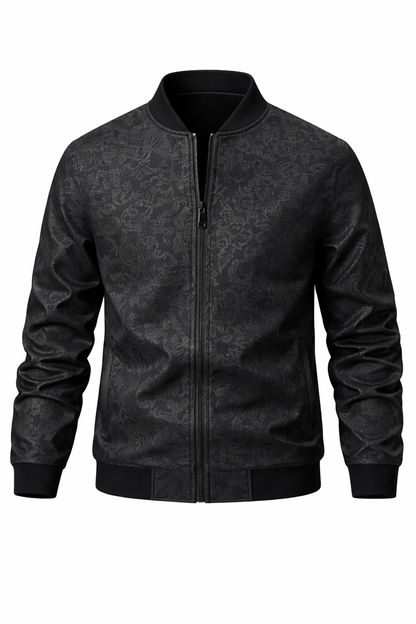 Men's Black Zip-Up Bomber Jacket – Elegant Design