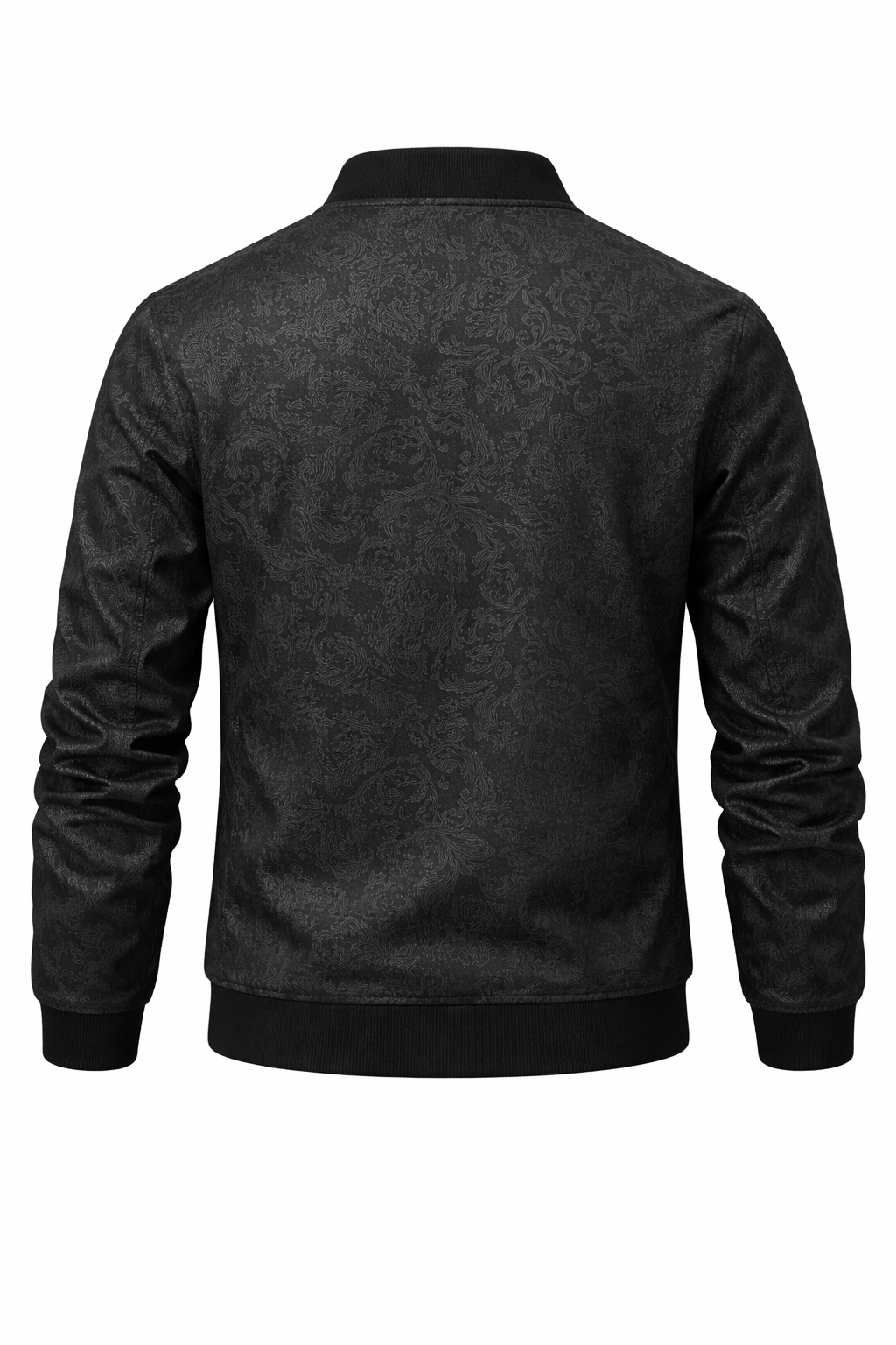 Men's Black Zip-Up Bomber Jacket – Elegant Design