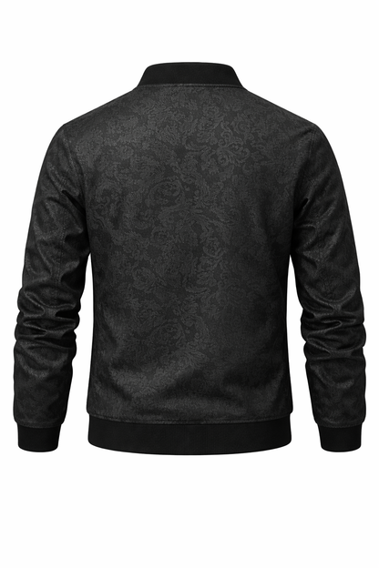 Men's Black Zip-Up Bomber Jacket – Elegant Design