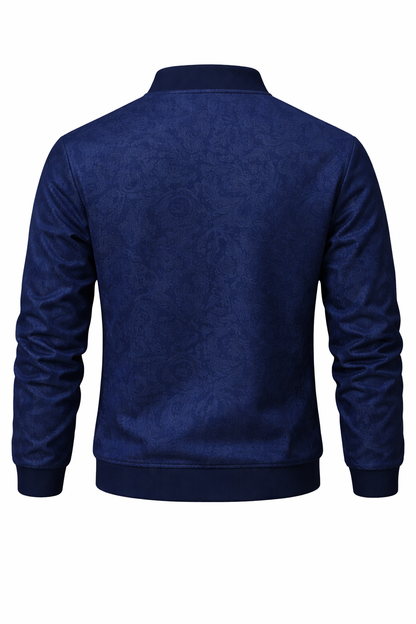 Men's Black Zip-Up Bomber Jacket – Elegant Design