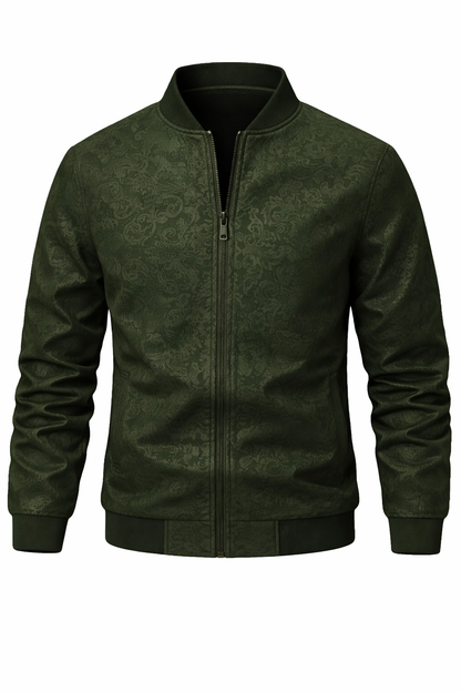 Men's Black Zip-Up Bomber Jacket – Elegant Design