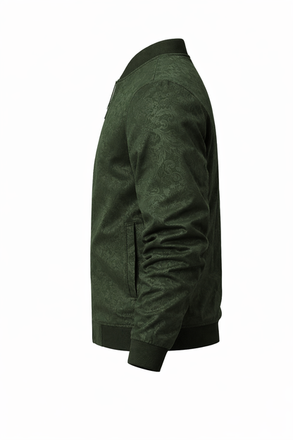 Men's Black Zip-Up Bomber Jacket – Elegant Design