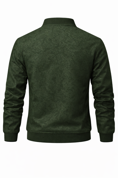 Men's Black Zip-Up Bomber Jacket – Elegant Design