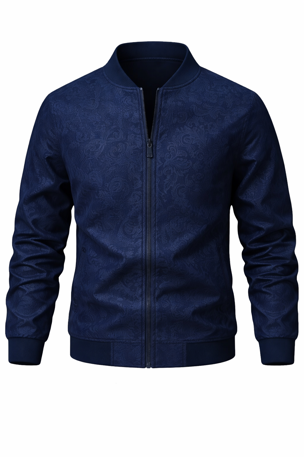 Men's Black Zip-Up Bomber Jacket – Elegant Design