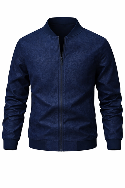 Men's Black Zip-Up Bomber Jacket – Elegant Design